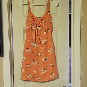 Orange flower print spaghetti strap